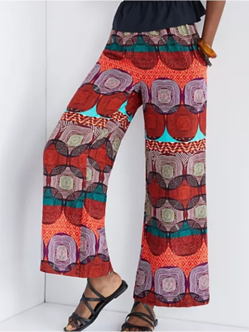 Maeve Anthropologie Vibrant Geo-Print Wide Leg Pants - Multicolor sz XL